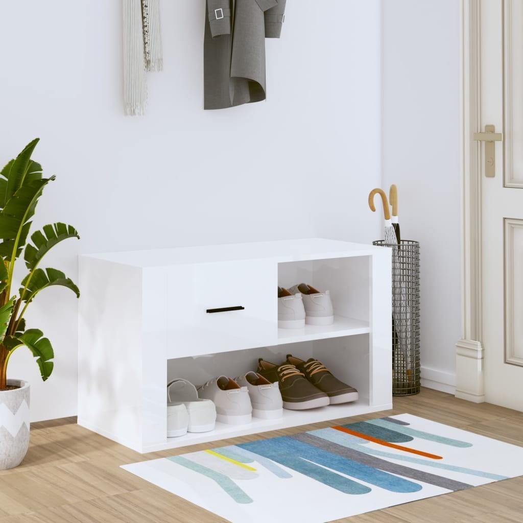 Skoreol 80x35x45 cm konstrueret træ hvid højglans