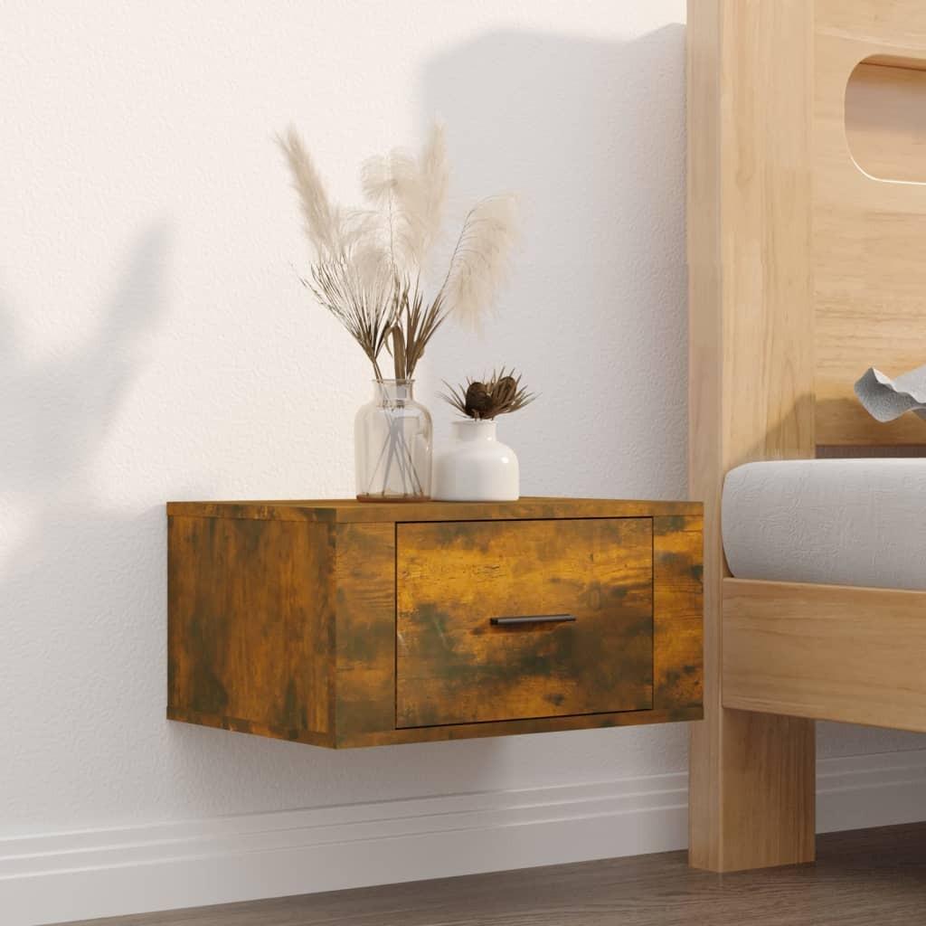 Væghængt sengebord 50x36x25 cm røget egetræsfarve