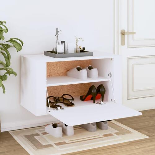 Væghængt skoskab 70x35x38 cm konstrueret træ hvid