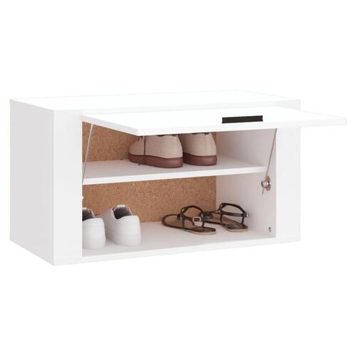 Væghængt skoskab 70x35x38 cm konstrueret træ hvid