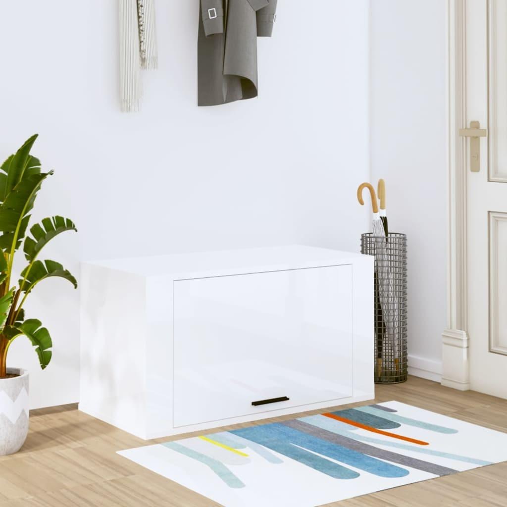 Væghængt skoskab 70x35x38 cm konstrueret træ hvid højglans
