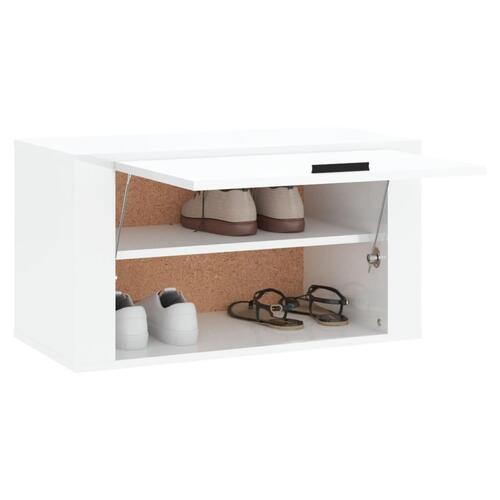 Væghængt skoskab 70x35x38 cm konstrueret træ hvid højglans