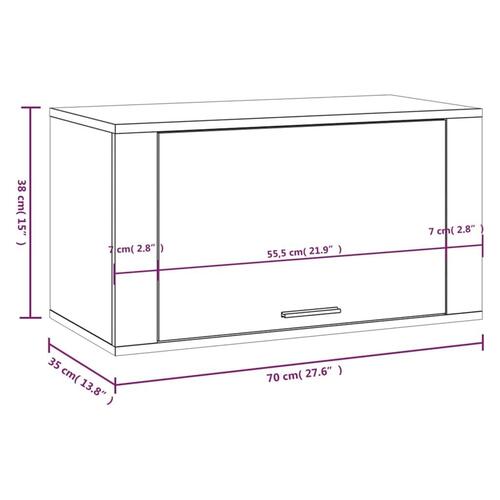 Væghængt skoskab 70x35x38 cm konstrueret træ hvid højglans