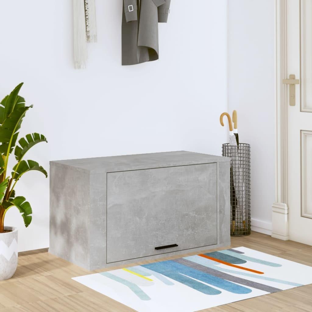 Væghængt skoskab 70x35x38 cm konstrueret træ betongrå