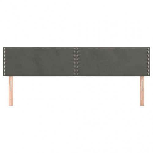 Sengegavl i fløjl 180 × 5 × 78/88 cm - mørkegrå, polstret med nitter