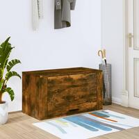 Væghængt skoskab 70x35x38 cm massivt fyrretræ træ røget egetræ