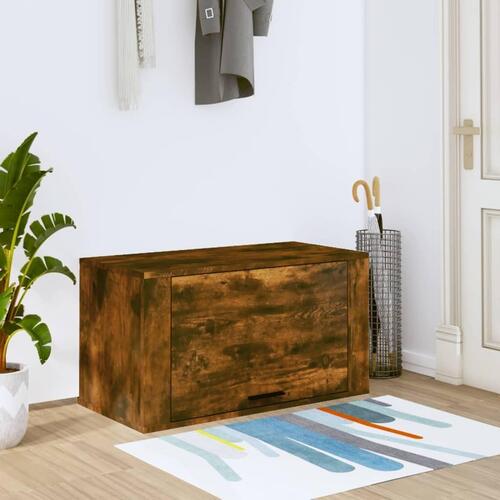 Væghængt skoskab 70x35x38 cm massivt fyrretræ træ røget egetræ