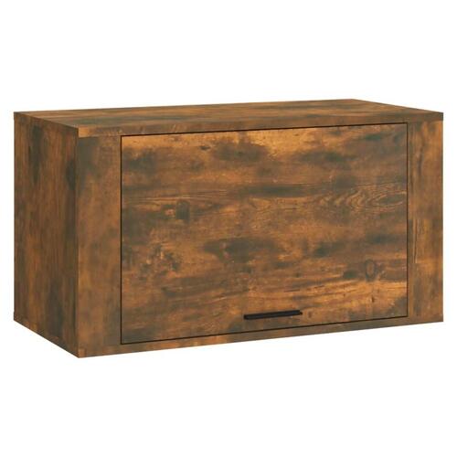 Væghængt skoskab 70x35x38 cm massivt fyrretræ træ røget egetræ