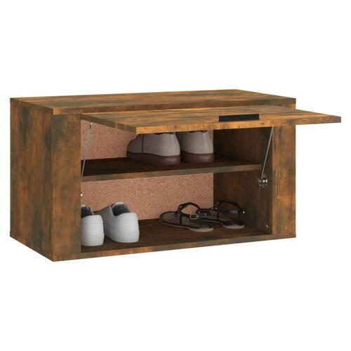 Væghængt skoskab 70x35x38 cm massivt fyrretræ træ røget egetræ