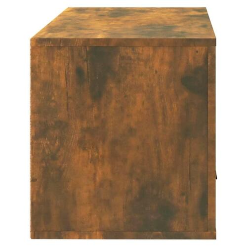 Væghængt skoskab 70x35x38 cm massivt fyrretræ træ røget egetræ