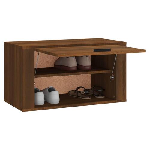 Væghængt skoskab 70x35x38 cm massivt fyrretræ træ brun egetræ