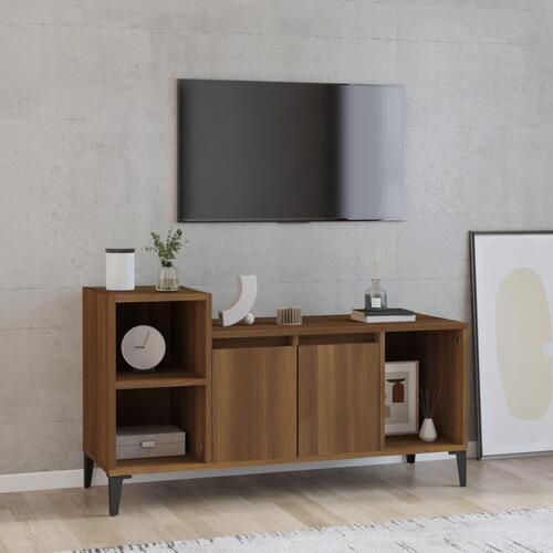 Tv-bord 100x35x55 cm konstrueret træ brun egetræsfarve