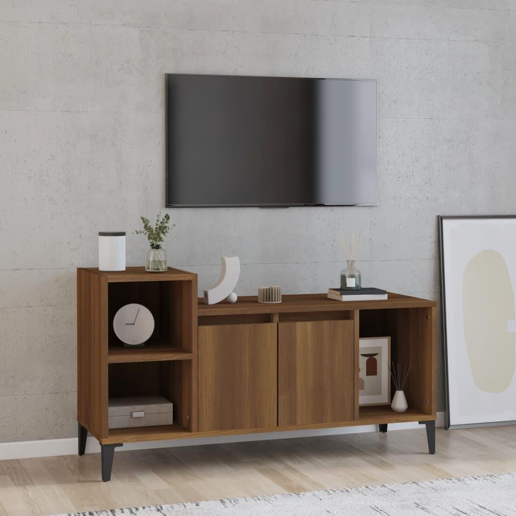 Tv-bord 100x35x55 cm konstrueret træ brun egetræsfarve