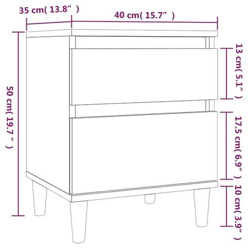 Sengebord 40x35x50 cm hvid