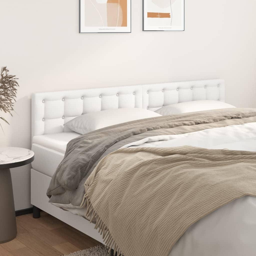 Sengegavle 2 stk. 100x5x78/88 cm kunstlæder hvid billede