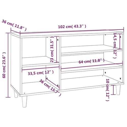 Skoreol 102x36x60 cm konstrueret træ betongrå