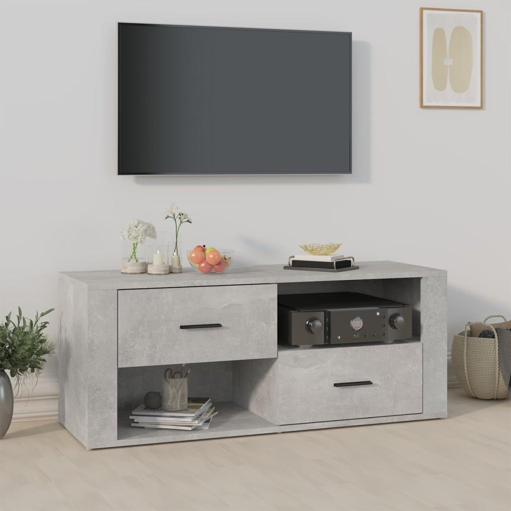 Tv-bord 100x35x40 cm konstrueret træ betongrå