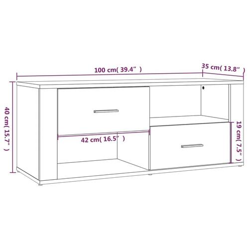 Tv-bord 100x35x40 cm konstrueret træ betongrå