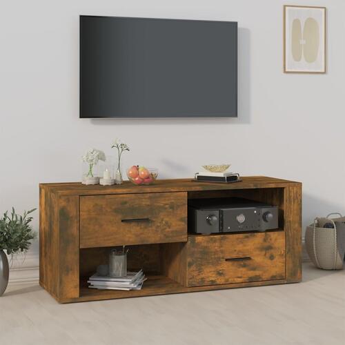 Tv-bord 100x35x40 cm konstrueret træ røget egetræsfarve