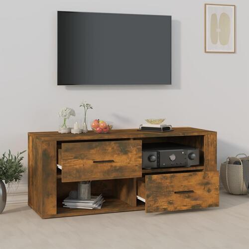 Tv-bord 100x35x40 cm konstrueret træ røget egetræsfarve