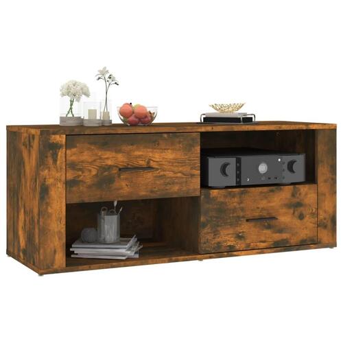 Tv-bord 100x35x40 cm konstrueret træ røget egetræsfarve