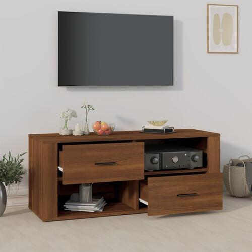 Tv-bord 100x35x40 cm konstrueret træ brun egetræsfarve