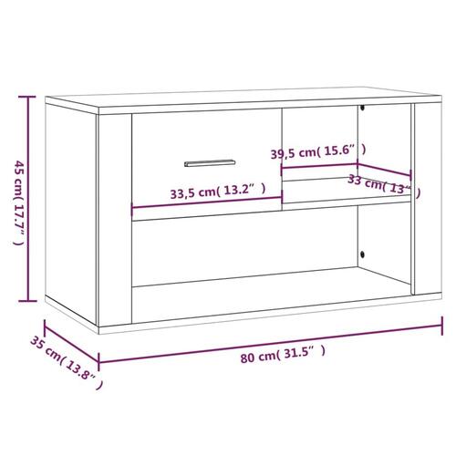 Skoskab 80x35x45 cm konstrueret træ røget egetræsfarve