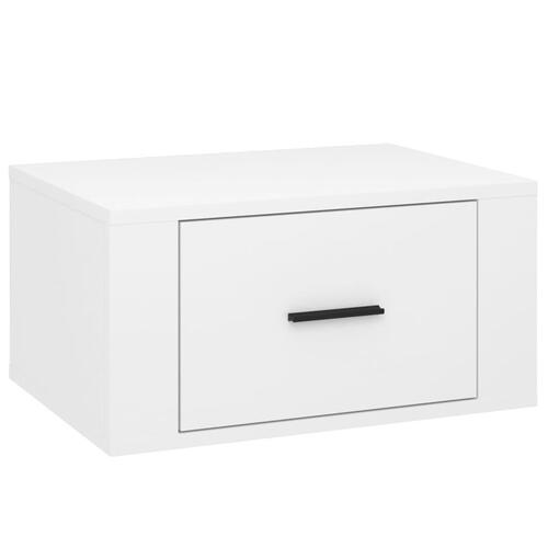 Væghængt sengebord 50x36x25 cm hvid højglans