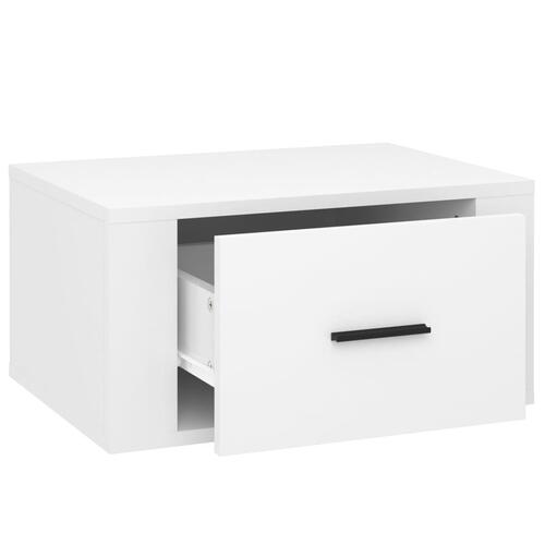 Væghængt sengebord 50x36x25 cm hvid højglans