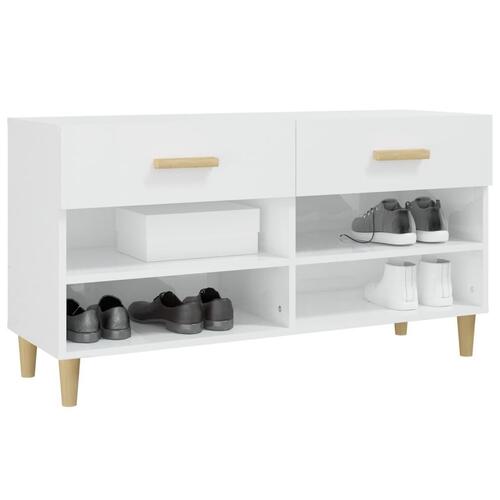 Skoreol 102x35x55 cm konstrueret træ hvid højglans
