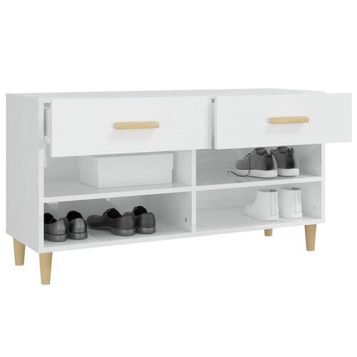 Skoreol 102x35x55 cm konstrueret træ hvid højglans