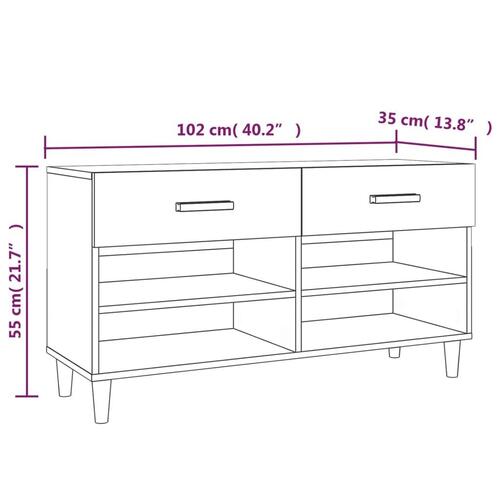 Skoreol 102x35x55 cm konstrueret træ hvid højglans