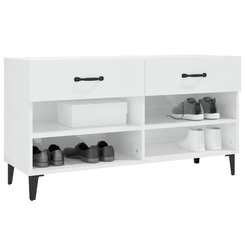Skoreol 102x35x55 cm konstrueret træ hvid højglans