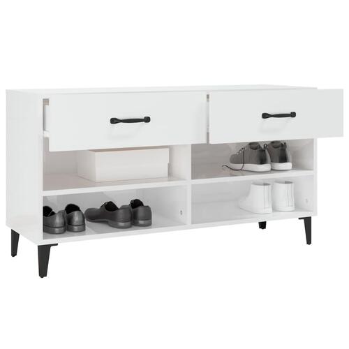 Skoreol 102x35x55 cm konstrueret træ hvid højglans