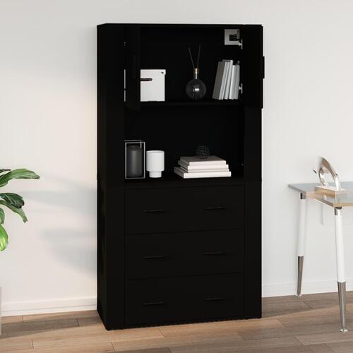 Vægskab 80x33x80 cm konstrueret træ sort
