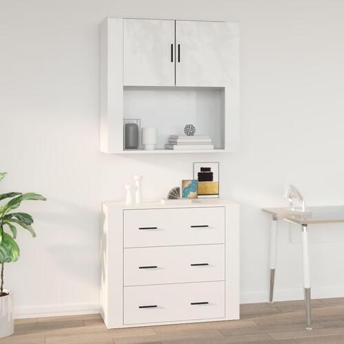 Vægskab 80x33x80 cm konstrueret træ hvid højglans