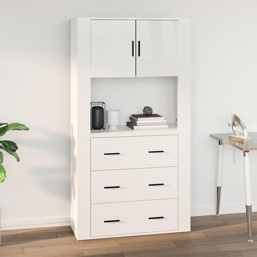 Vægskab 80x33x80 cm konstrueret træ hvid højglans