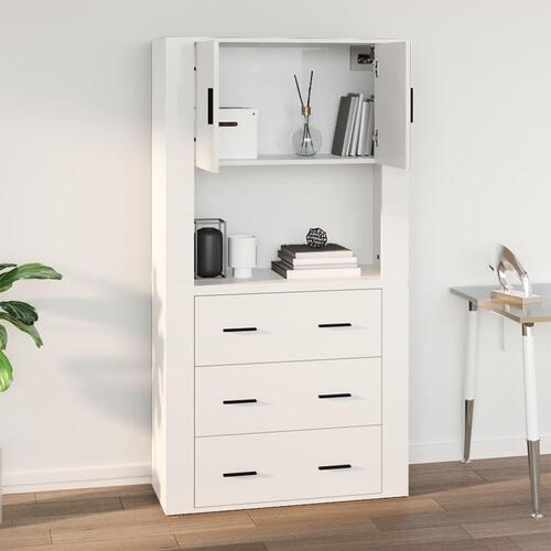 Vægskab 80x33x80 cm konstrueret træ hvid højglans