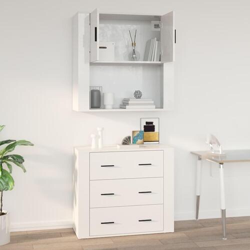 Vægskab 80x33x80 cm konstrueret træ hvid højglans