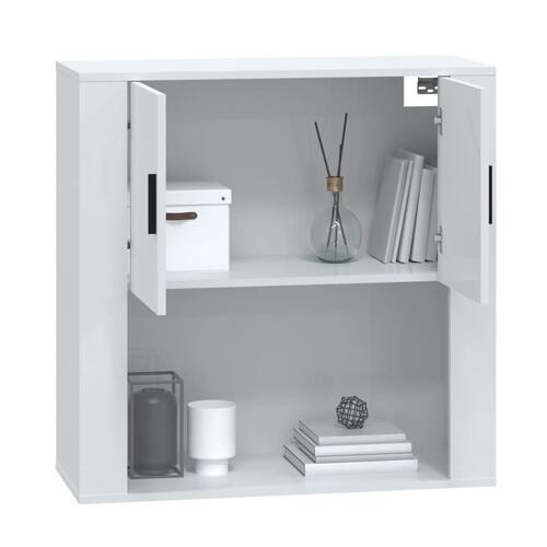 Vægskab 80x33x80 cm konstrueret træ hvid højglans