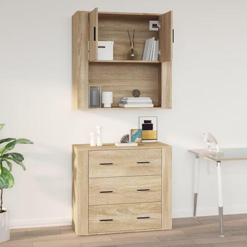 Vægskab 80x33x80 cm konstrueret træ sonoma-eg