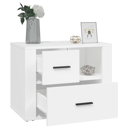 Sengebord 60x36x45 cm konstrueret træ hvid