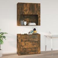 Vægskab 80x33x80 cm konstrueret træ røget egetræsfarve