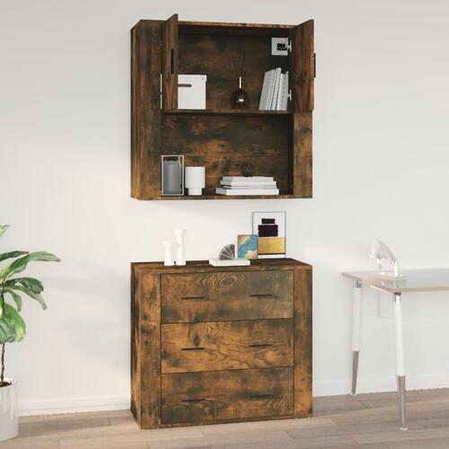 Vægskab 80x33x80 cm konstrueret træ røget egetræsfarve