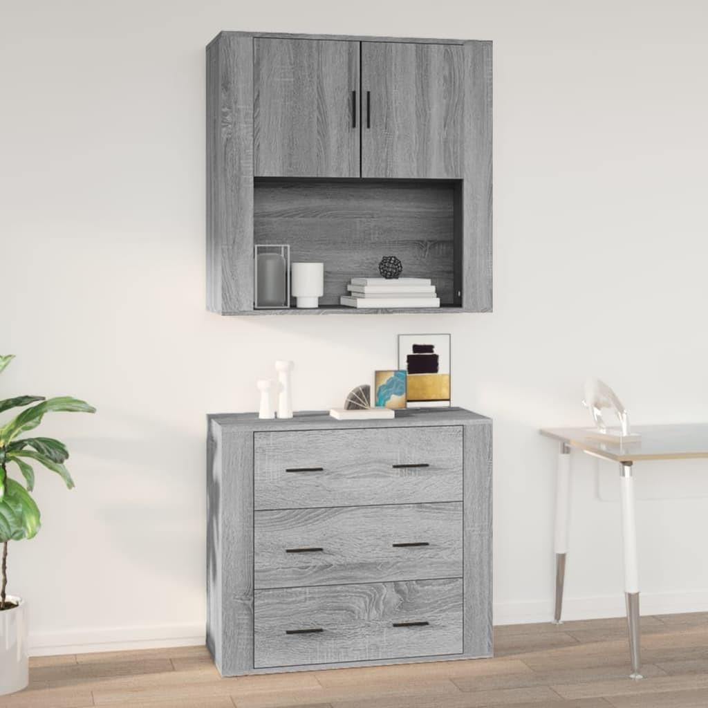 Vægskab 80x33x80 cm konstrueret træ grå sonoma-eg