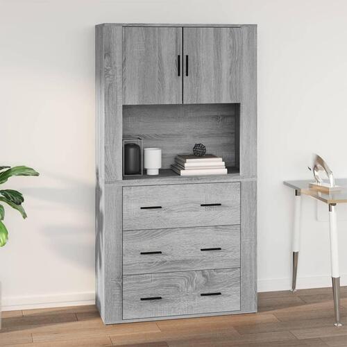 Vægskab 80x33x80 cm konstrueret træ grå sonoma-eg