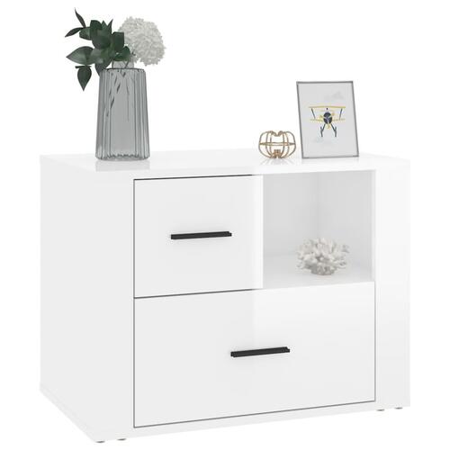 Sengeskab 60x36x45 cm konstrueret træ hvid højglans