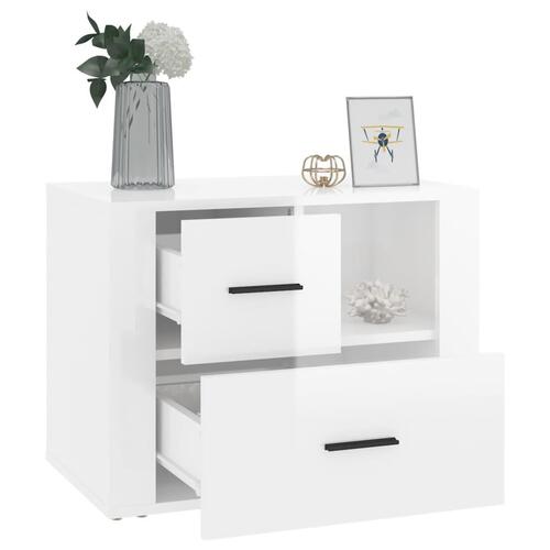 Sengeskab 60x36x45 cm konstrueret træ hvid højglans