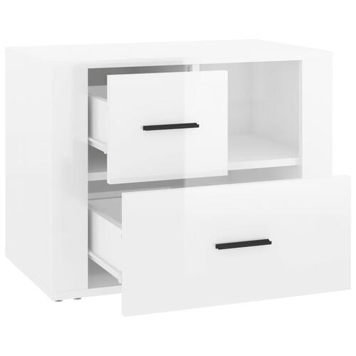 Sengeskab 60x36x45 cm konstrueret træ hvid højglans