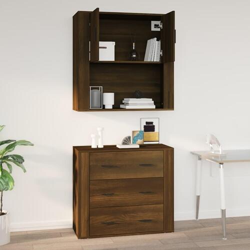 Vægskab 80x33x80 cm konstrueret træ brun egetræsfarve
